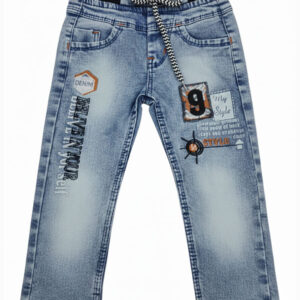 Boys' Comfort-Stretch Denim Joggers – Light Wash Distressed Jeans with Elastic Drawstring Waist